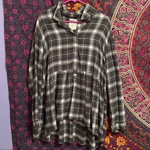 4/$30 High-Low Babydoll Flannel Top